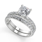 Regan Classic Pave 4 Prong Cushion Cut Diamond Engagement Ring - Nivetta